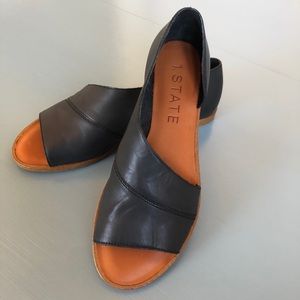 1.state Calvin black leather flats 5/12 sandal new